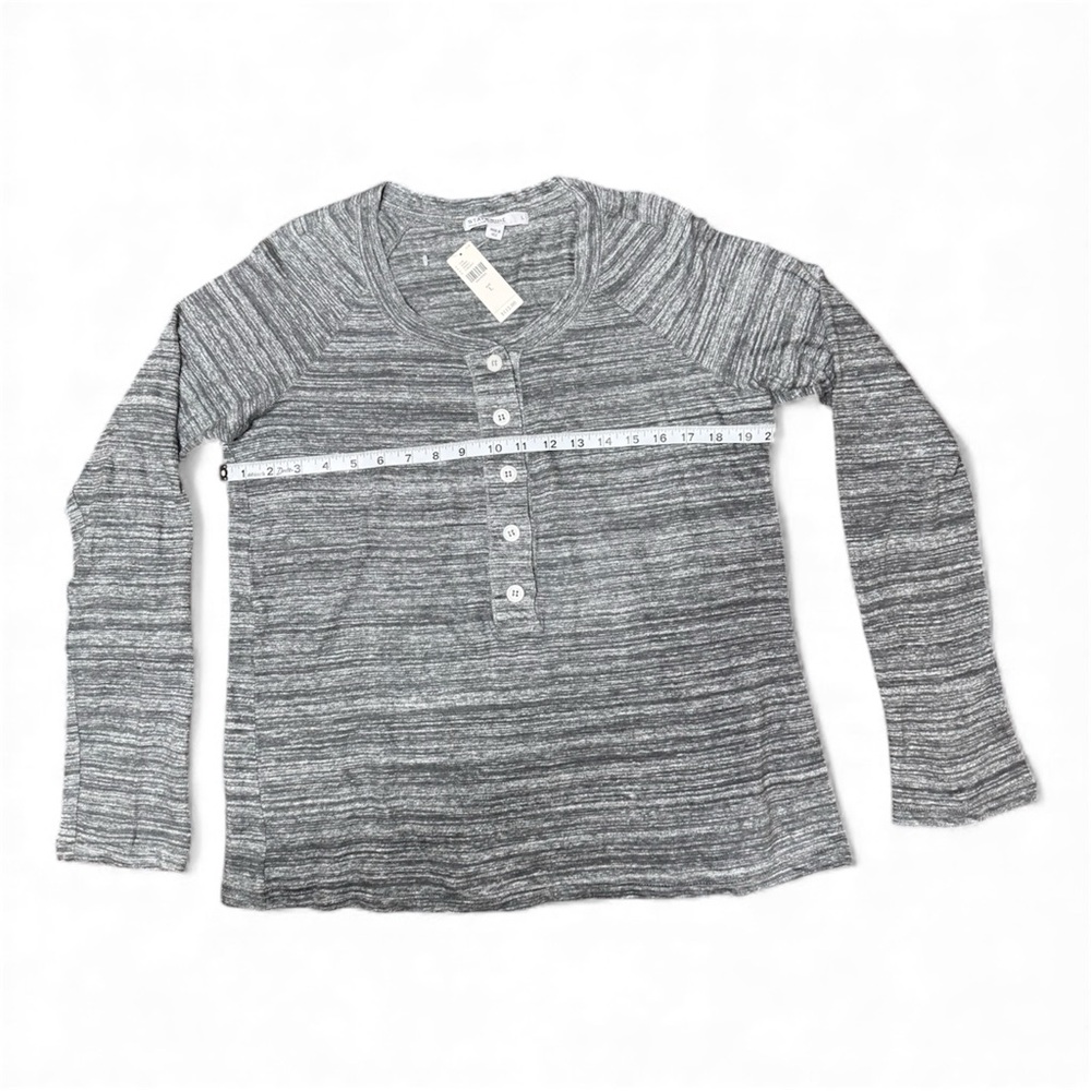 Anthropologie Stateside Gray Henley Top 100% linen Women's Large NWT Made in USA - Picture 3 of 9
